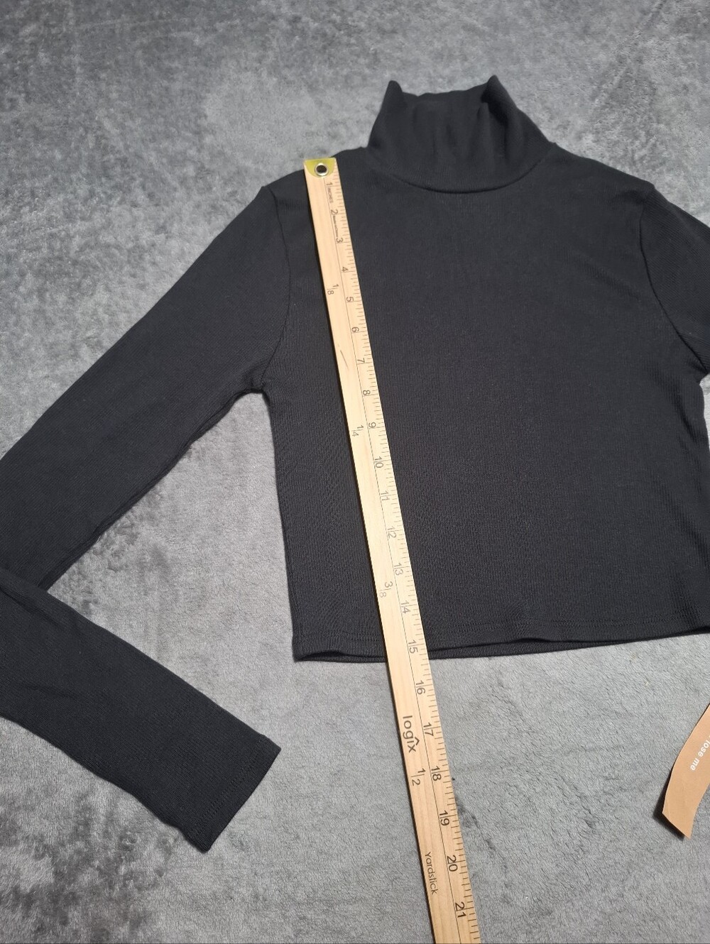 Reformation Davy Cropped Ribbed Turtleneck Black Long Sleeve Top Slim Sz S - Picture 10 of 12
